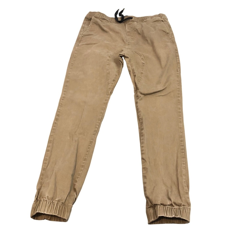 Zanerobe Sureshot Jogger Pants Mens 36 Tan‎ Khaki Twill Elastic Waist Drawstring